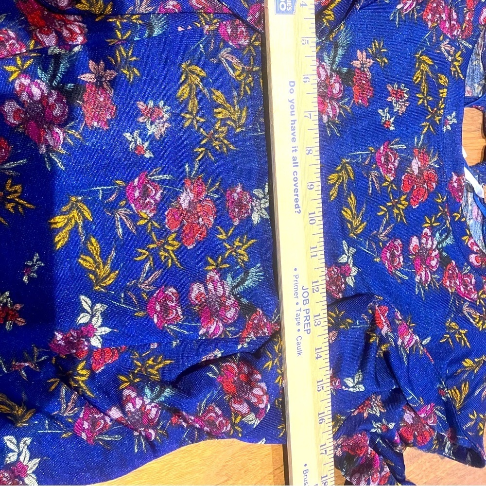 FREE People Womens Small Floral Blouse Top Ruffle Front Keyhole Back NWT - Picture 9 of 10